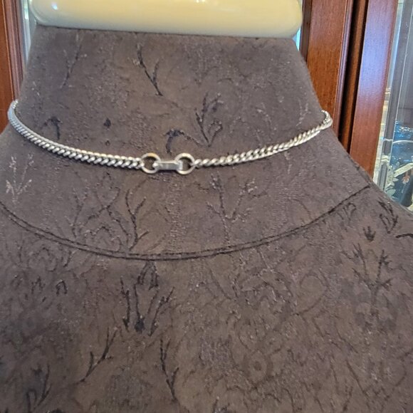 Vintage Rhinestone Crescent Pendant Necklace With Adjustable Chain - Picture 4 of 4